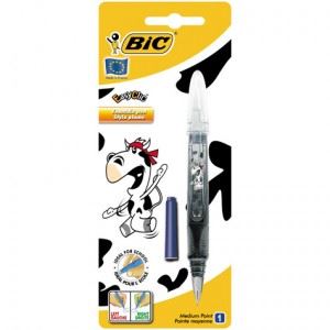 Immagine di STYLO PLUME BIC EASYCLIC DÉCOR VACHE RECHARGEABLE DROITIER GAUCHER